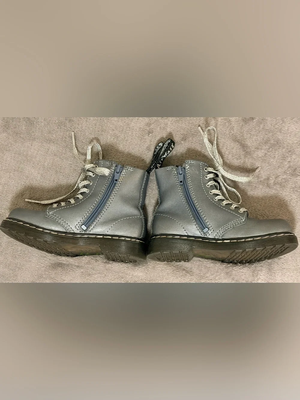 Dr. Martens - 1460 Pascal - Little Kids 9 - Gunmetal Grey Color - Metallic Laces